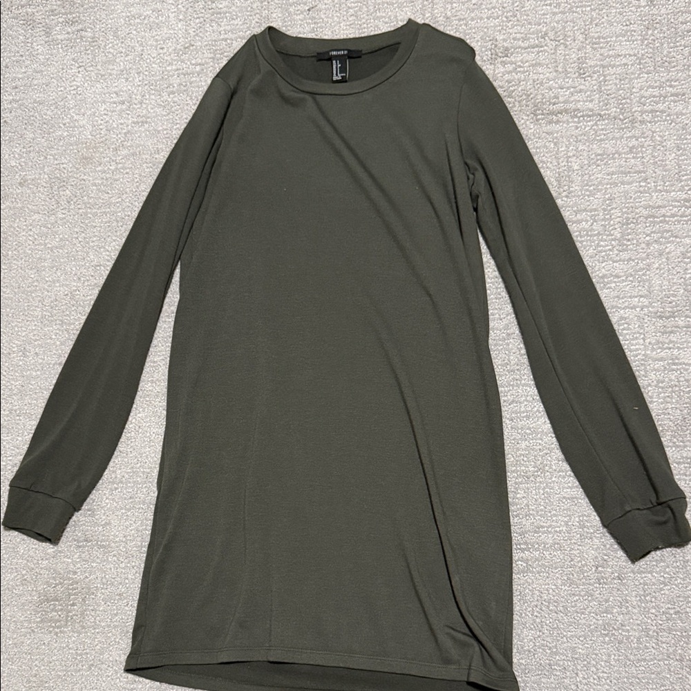 Forever 21 Olive Crewneck Shift Top